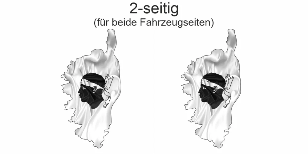 Autoaufkleber Fahne von Korsika als Silhouette - Ansicht zweiseitig für beide Fahrzeugseiten