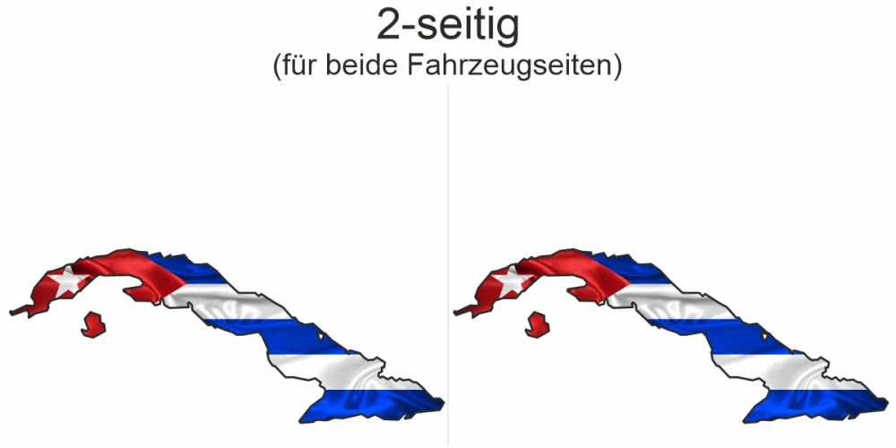 Autoaufkleber Fahne von Kuba als Silhouette - Ansicht zweiseitig für beide Fahrzeugseiten