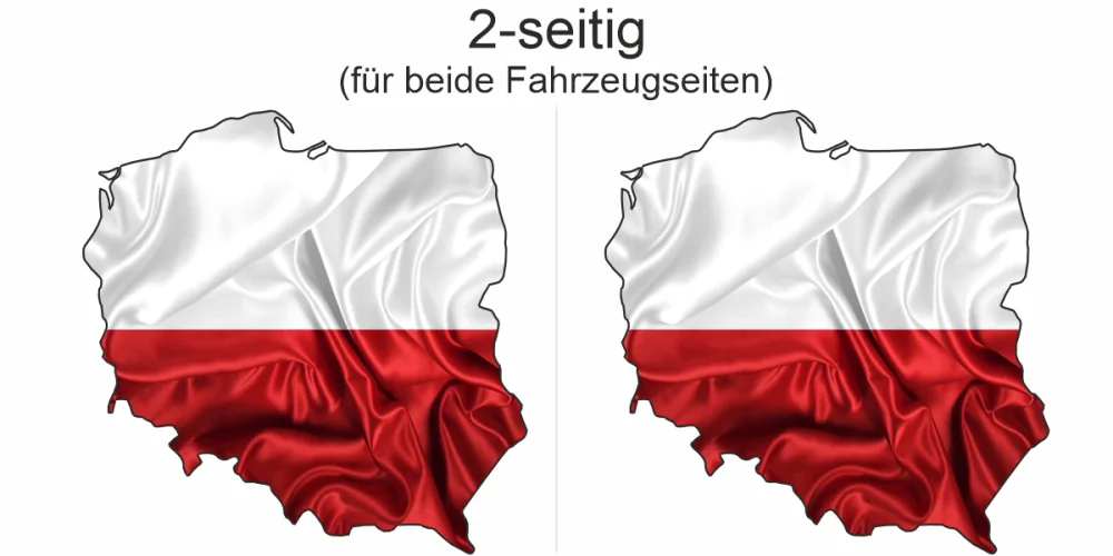 Autoaufkleber Fahne von Polen als Silhouette - Ansicht zweiseitig für beide Fahrzeugseiten