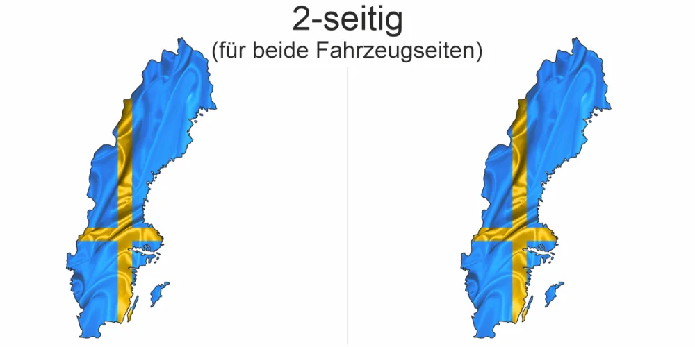 Autoaufkleber Fahne von Schweden als Silhouette - Ansicht zweiseitig für beide Fahrzeugseiten