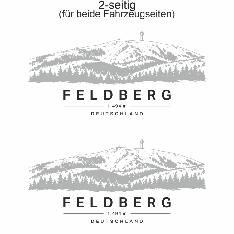 Autoaufkleber Feldberg - Ansicht zweiseitig für beide Fahrzeugseiten