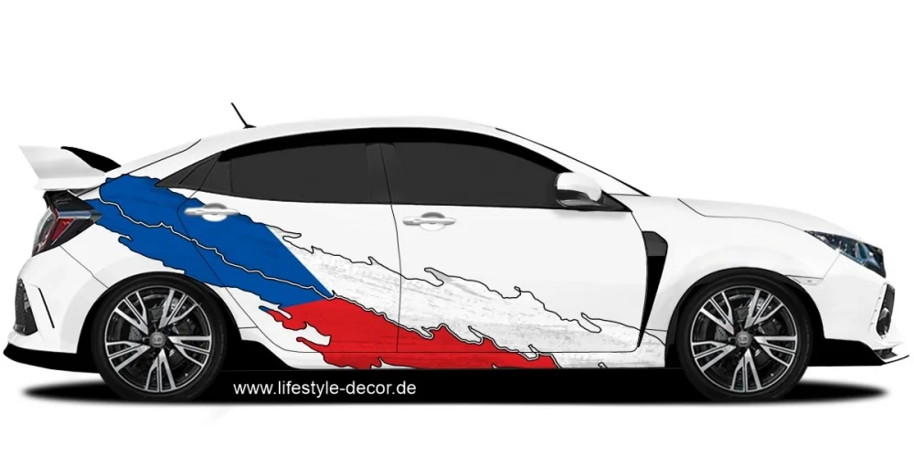 Die Flagge von Tschechien als zweiseitiger Autoaufkleber