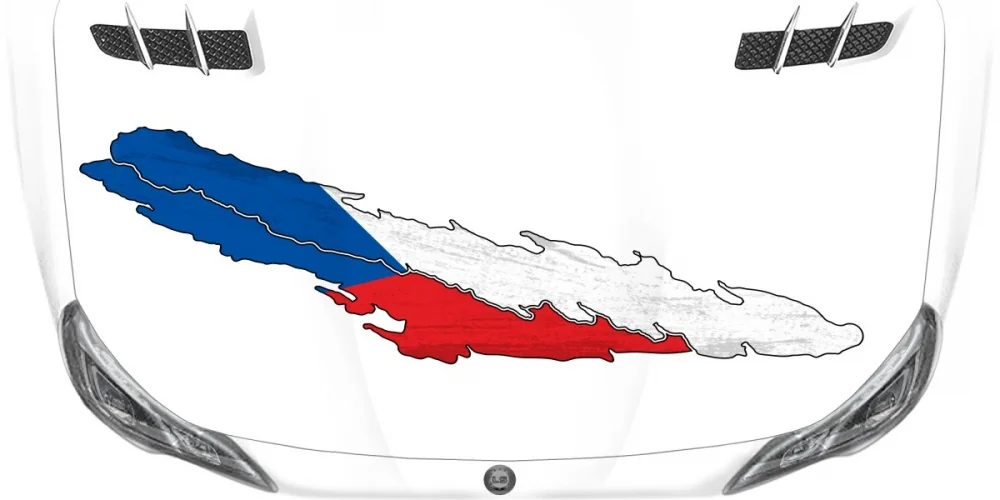 Die Flagge von Tschechien als Motorhaubenaufkleber