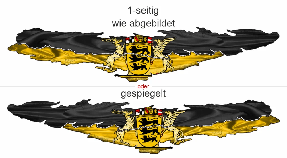 Autoaufkleber Flagge von Baden-Württemberg - Ansicht Ausrichtung