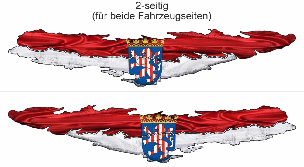 Autoaufkleber Flagge von Hessen - Ansicht zweiseitig für beide Fahrzeugseiten