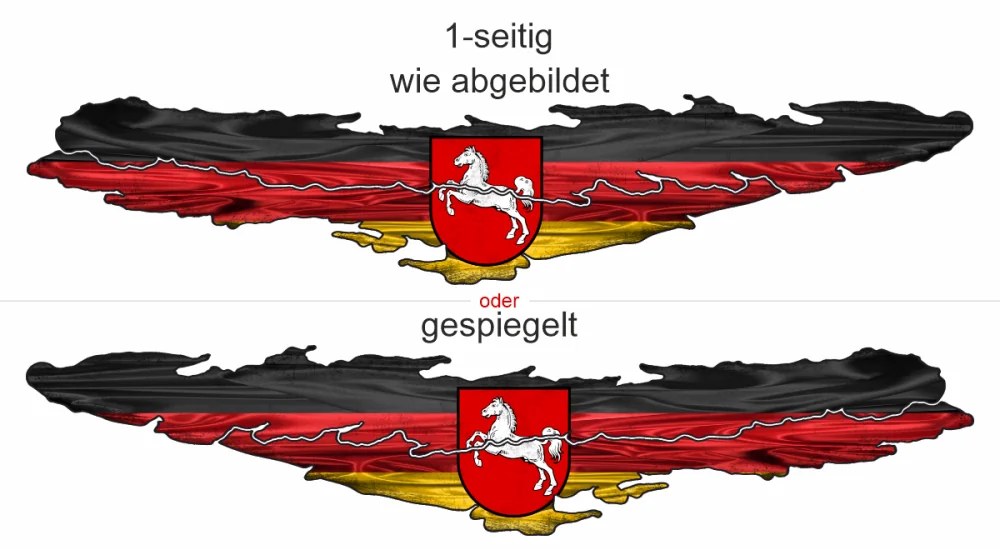 Autoaufkleber die Fahne von Niedersachsen - Ansicht Ausrichtung