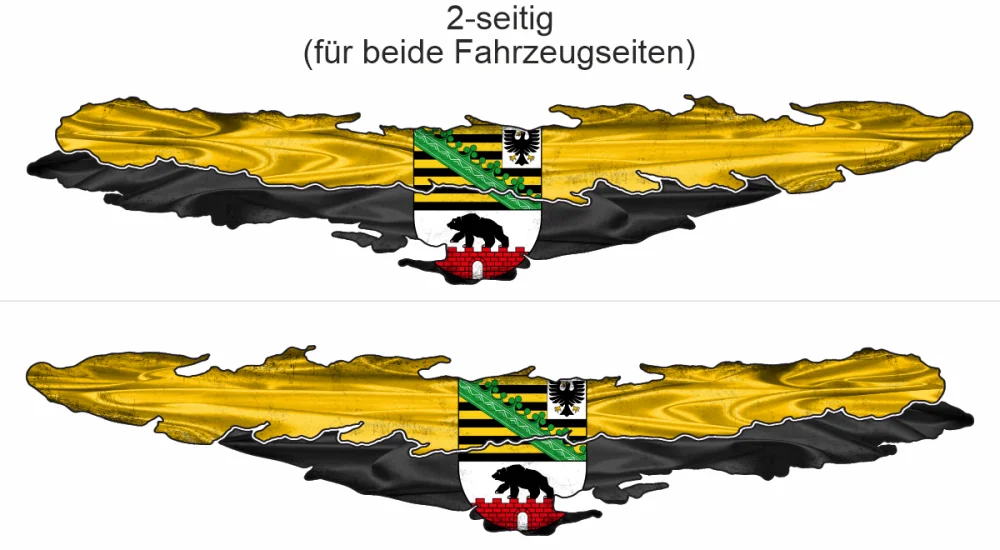 Autoaufkleber Flagge von Sachsen-Anhalt - Ansicht zweiseitig für beide Fahrzeugseiten