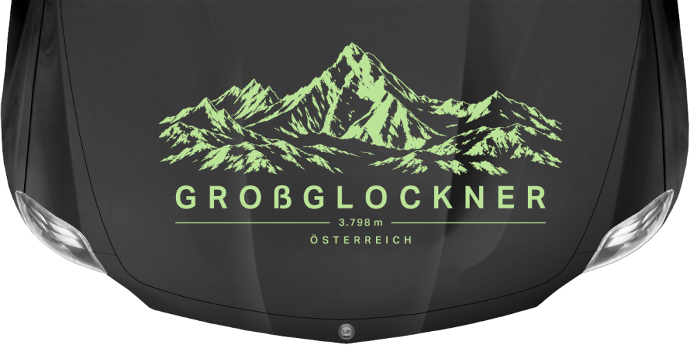 Autoaufkleber Großglockner auf dunkler Motorhaube