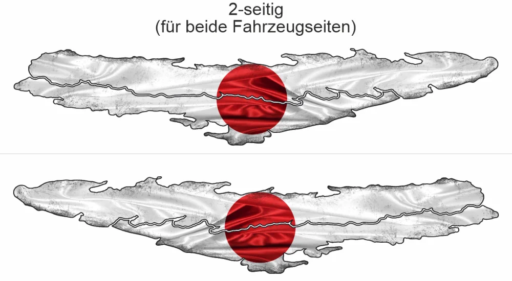 Autoaufkleber japanische Flagge - Ansicht zweiseitig für beide Fahrzeugseiten