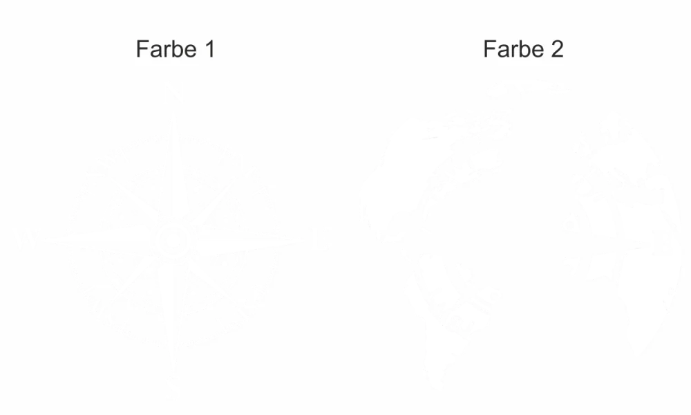 er Autoaufkleber Kompass mit Weltkarte - Ansicht Farbauswahl