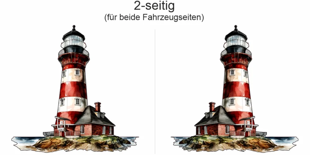 Autoaufkleber Leuchtturm am Meer - Ansicht zweiseitig für beide Fahrzeugseiten Autoaufkleber Leuchtturm am Meer - Ansicht zweiseitig für beide Fahrzeugseiten