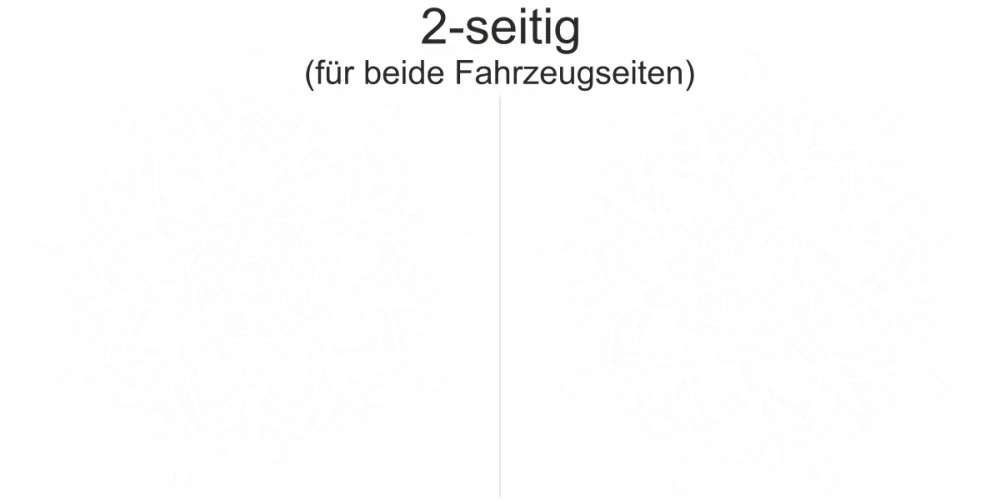 Mandala als Autoaufkleber - Ansicht zweiseitig für beide Fahrzeugseiten und Farbauswahl