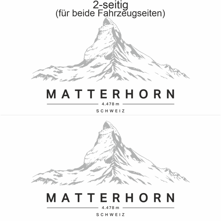 Autoaufkleber Matterhorn - Ansicht zweiseitig für beide Fahrzeugseiten