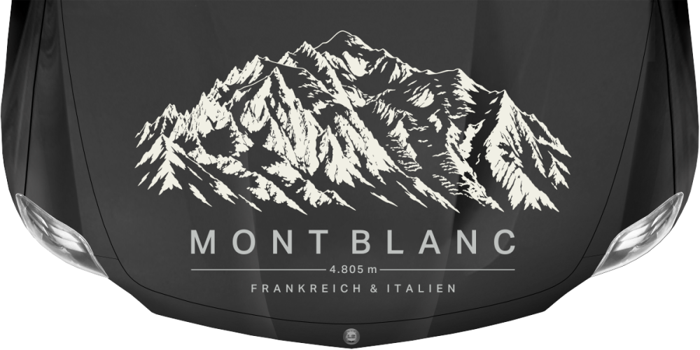 Autoaufkleber Mont Blanc auf dunkler Motorhaube