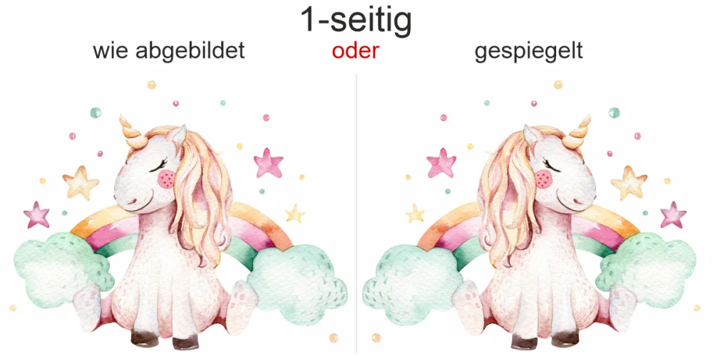 Autoaufkleber mit niedlichem Einhorn - Ansicht Ausrichtung