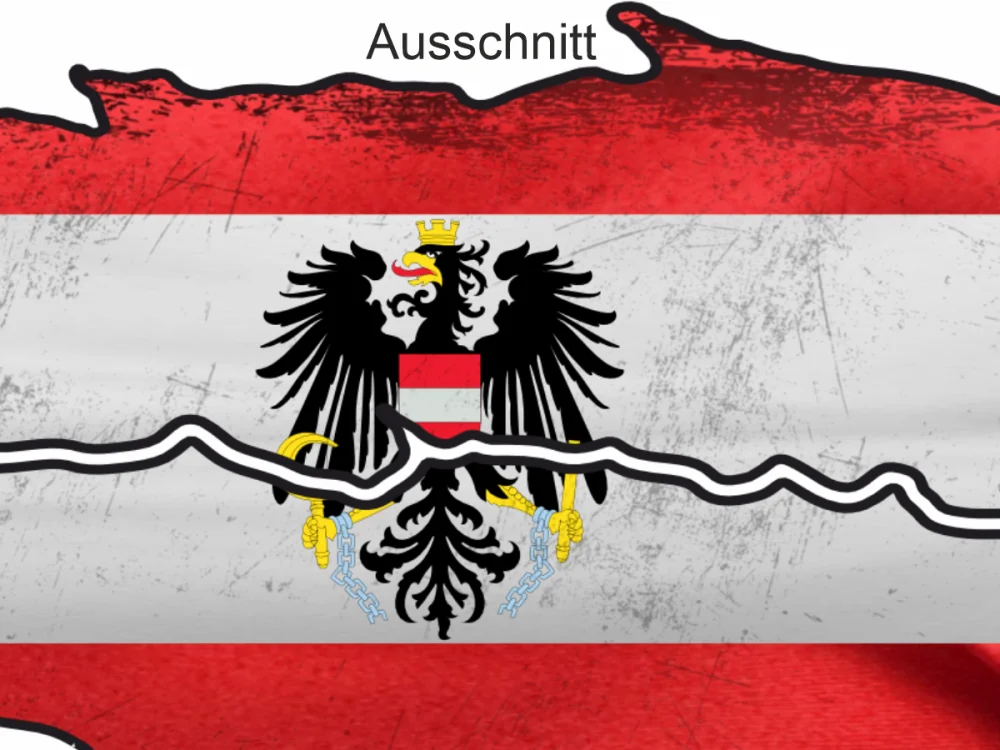 Autoaufkleber Österreich Flagge mit Bundeswappen - Ansicht Ausschnitt