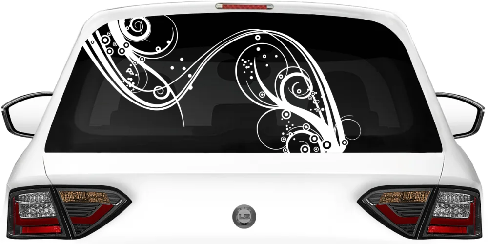 Autoaufkleber Ornament Welle auf Heck von PKW - Ansicht Farbauswahl Autoaufkleber Ornament Welle auf Heck von PKW - Ansicht Farbauswahl