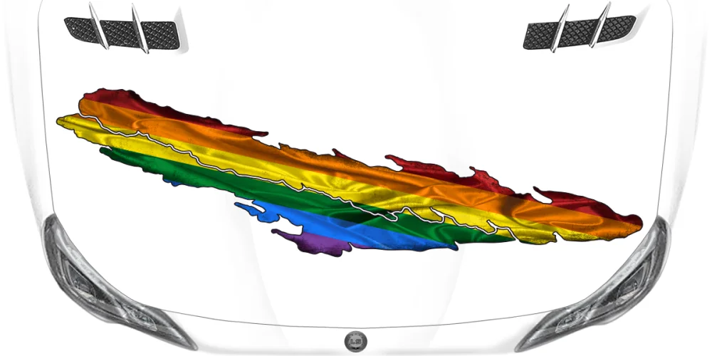 Autoaufkleber Regenbogenflagge LGBTQ auf der Motorhaube