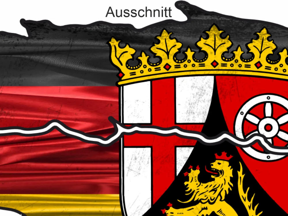 Autoaufkleber die Fahne von Rheinland-Pfalz - Ansicht Ausschnitt