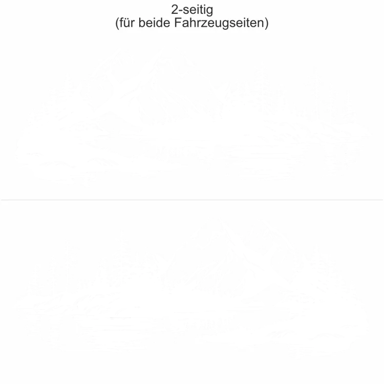 Autoaufkleber Skandinavisches Bergpanorama - Ansicht zweiseitig für beide Fahrzeugseiten und Farbauswahl Autoaufkleber Skandinavisches Bergpanorama - Ansicht zweiseitig für beide Fahrzeugseiten und Farbauswahl