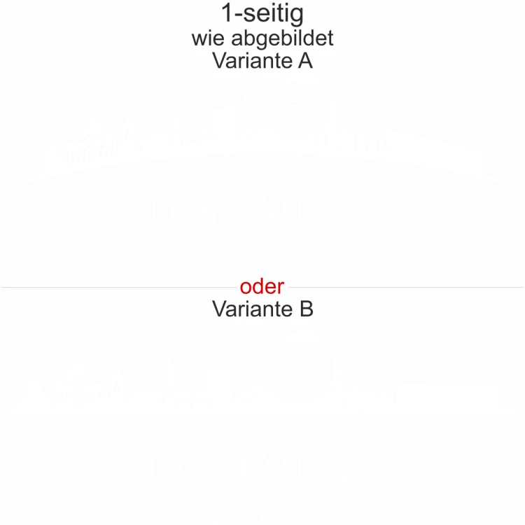 Autoaufkleber mit Dortmunder Skyline - Ansicht Ausrichtung mit Farbauswahl und Variante Autoaufkleber mit Dortmunder Skyline - Ansicht Ausrichtung mit Farbauswahl und Variante
