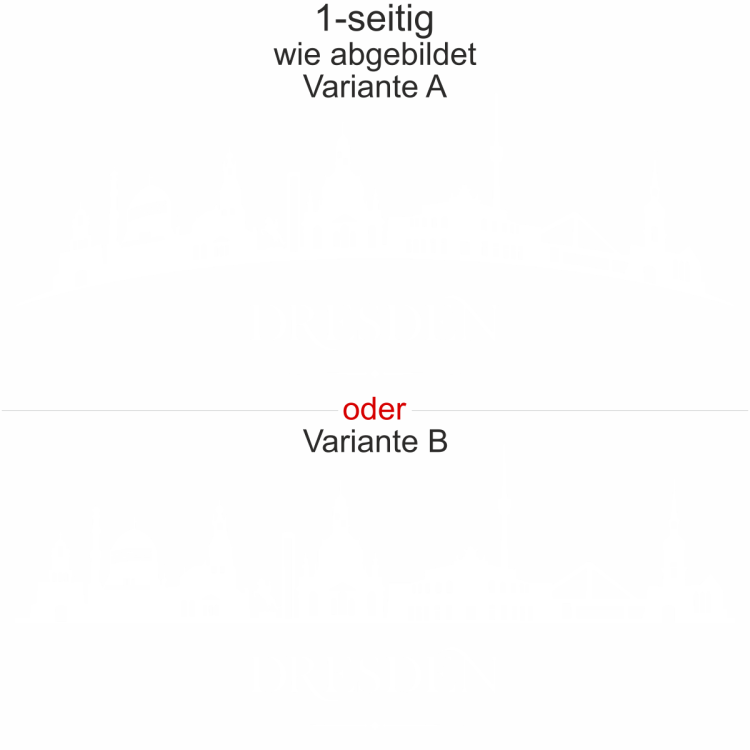 Konturen Dresdens als Aufkleber fürs Auto - Ansicht Ausrichtung mit Farbauswahl und Variante