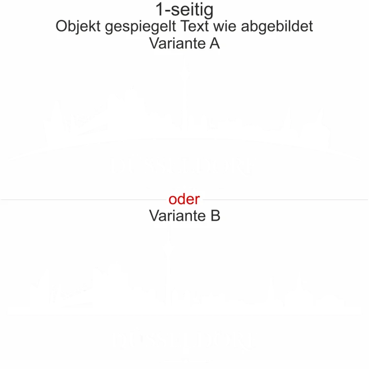 Autoaufkleber Skyline Düsseldorf - Ansicht Ausrichtung mit Farbauswahl und Variante Autoaufkleber Skyline Düsseldorf - Ansicht Ausrichtung mit Farbauswahl und Variante