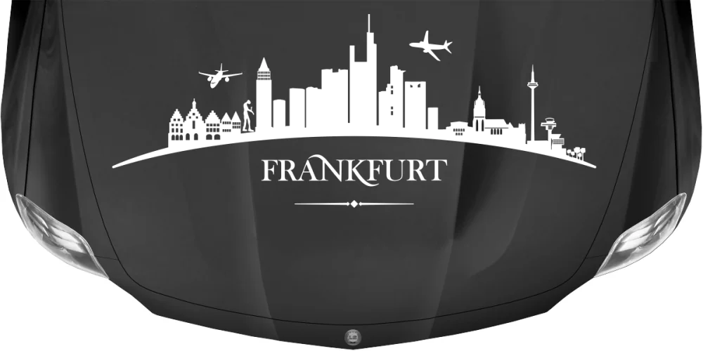 Autoaufkleber Skyline Frankfurt auf dunkler Motorhaube - Ansicht Farbauswahl auf dunkler Motorhaube - Ansicht Farbauswahl Autoaufkleber Skyline Frankfurt auf dunkler Motorhaube - Ansicht Farbauswahl auf dunkler Motorhaube - Ansicht Farbauswahl