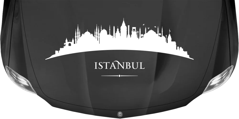 Autoaufkleber Skyline von Istanbul auf dunkler Motorhaube - Ansicht Farbauswahl Autoaufkleber Skyline von Istanbul auf dunkler Motorhaube - Ansicht Farbauswahl
