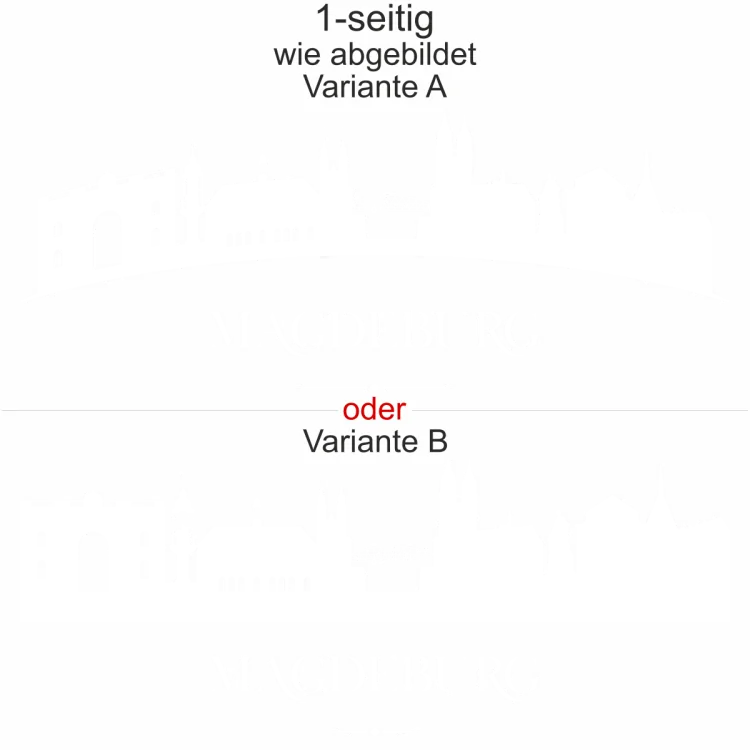 Magdeburger Skyline als Aufkleber für das Auto - Ansicht Ausrichtung mit Farbauswahl und Variante