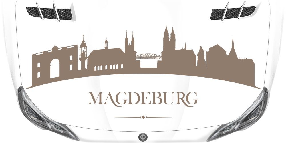 Magdeburger Skyline als Aufkleber für das Auto