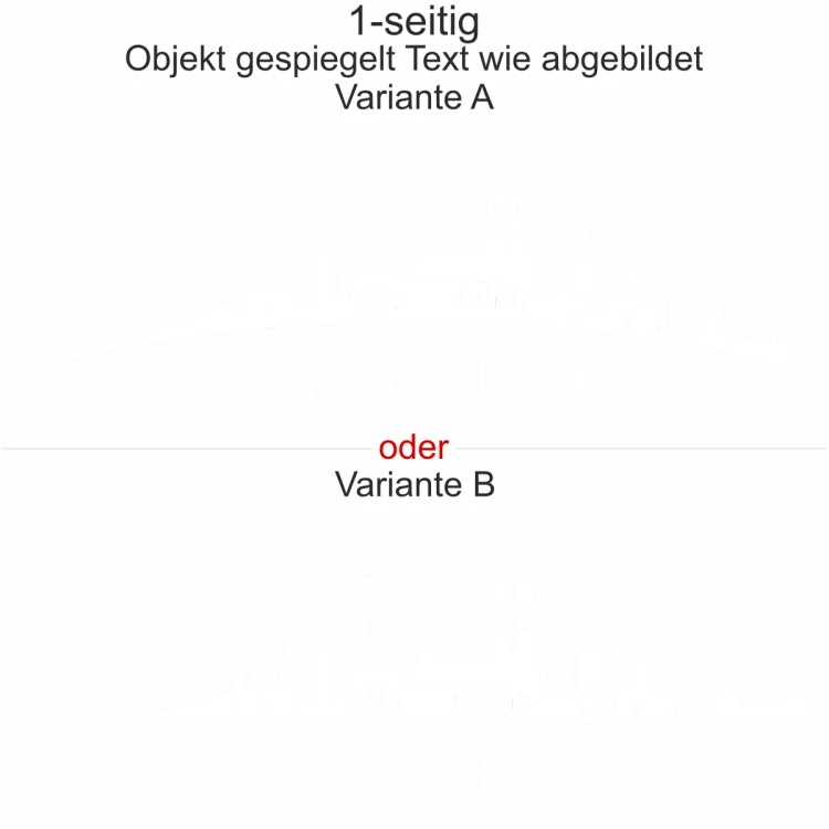 Autoaufkleber Skyline München - Ansicht Ausrichtung und Farbauswahl