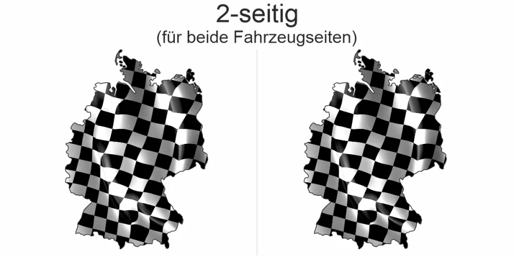 Autoaufkleber Start Fahne von Deutschland als Silhouette - Ansicht zweiseitig für beide Fahrzeugseiten