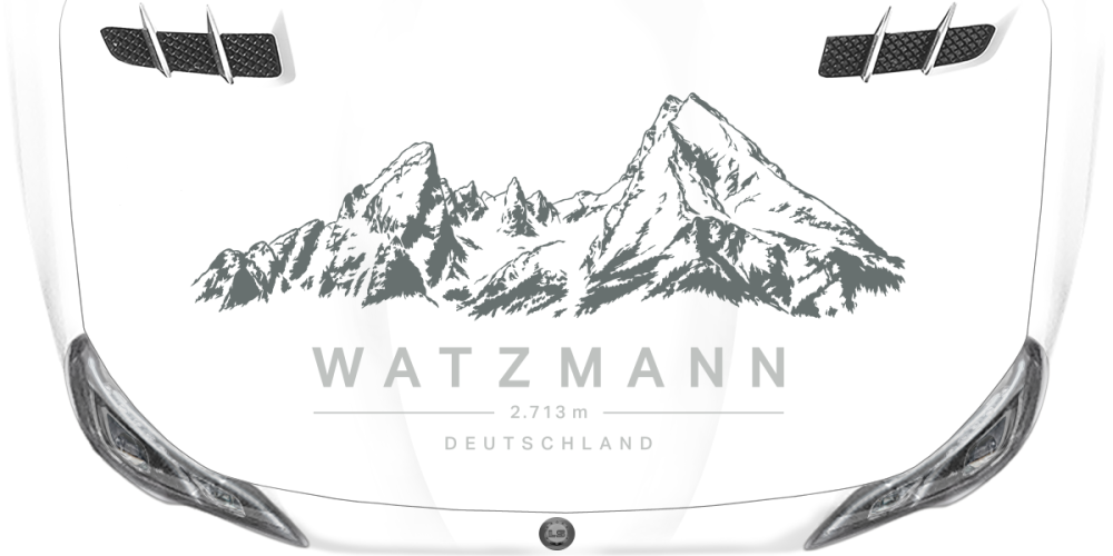 Autoaufkleber Watzmann auf heller Motorhaube