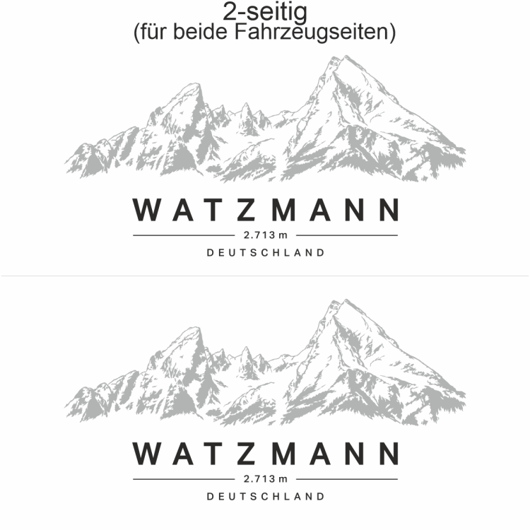 Autoaufkleber Watzmann - Ansicht zweiseitig für beide Fahrzeugseiten