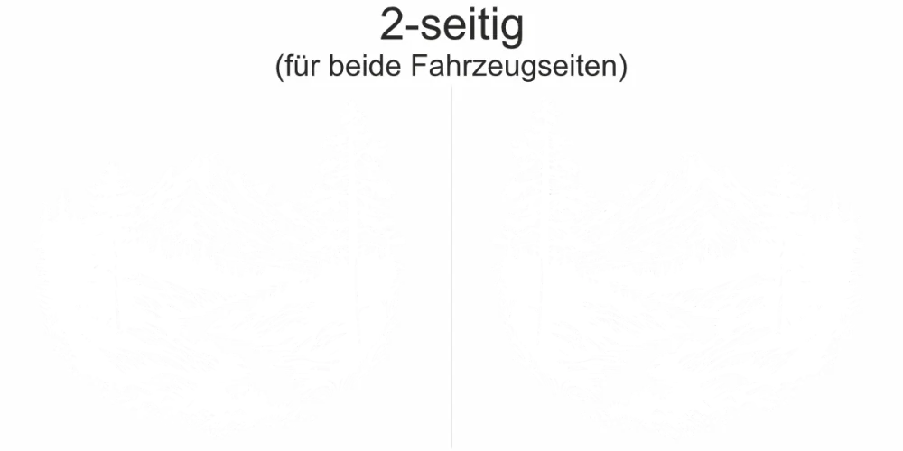 Autoaufkleber Wildbach in den Alpen - Ansicht zweiseitig für beide Fahrzeugseiten und Farbauswahl
