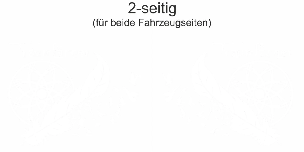 autodekor-traumfaenger-mit-text - Ansicht zweiseitig für beide Fahrzeugseiten und Farbauswahl
