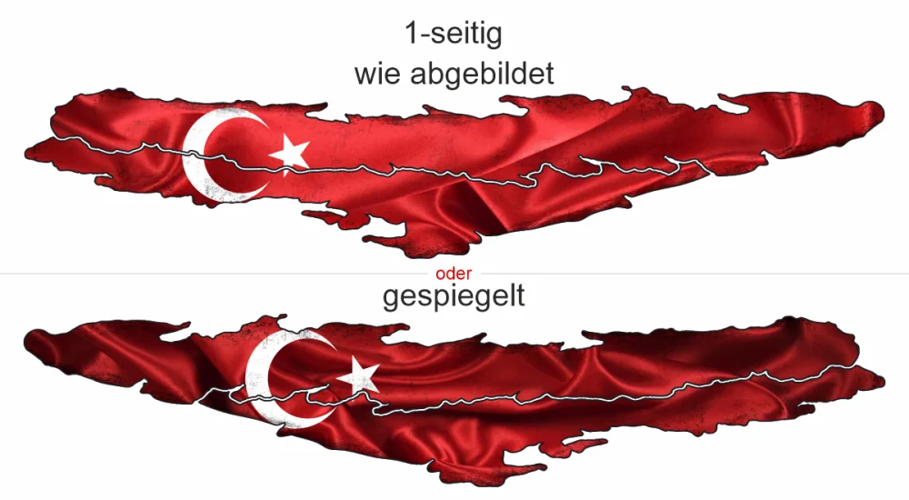 Türkische Flagge als Autoaufkleber - Ansicht Ausrichtung