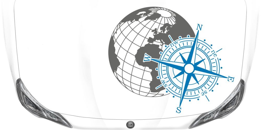 Autofolie Kompass mit Weltkugel