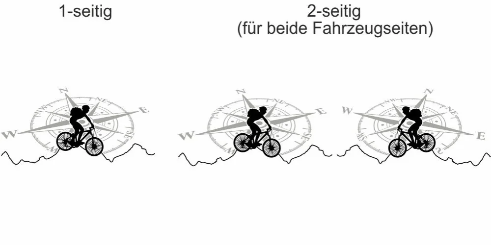 Autoaufkleber Mountainbike mit Kompass