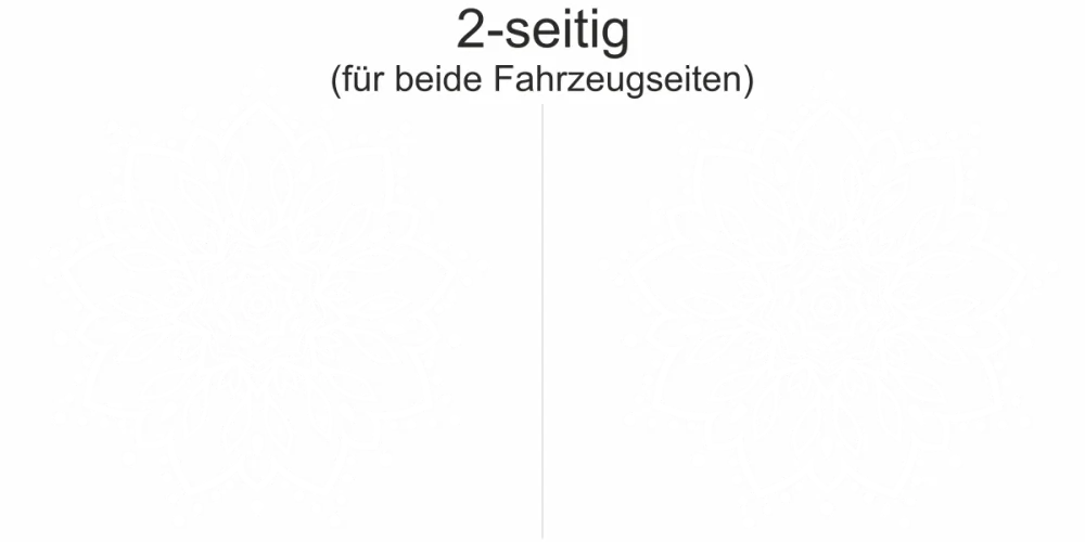 Dekorativer Mandalasticker fürs Auto - Ansicht zweiseitig für beide Fahrzeugseiten und Farbauswahl Dekorativer Mandalasticker fürs Auto - Ansicht zweiseitig für beide Fahrzeugseiten und Farbauswahl