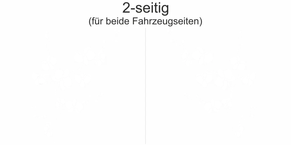 Autosticker Orchidee - Ansicht zweiseitig für beide Fahrzeugseiten und Farbauswahl