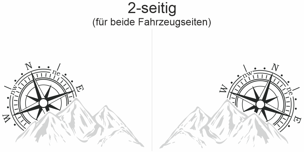 Autoaufkleber Bergkette mit Windrose