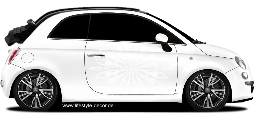 Autotattoo Hindu Mandala auf hellem PKW - Ansicht Farbauswahl