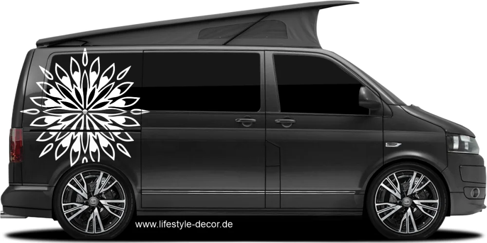Autotattoo Hindu Mandala auf dunklem Camper - Ansicht Farbauswahl
