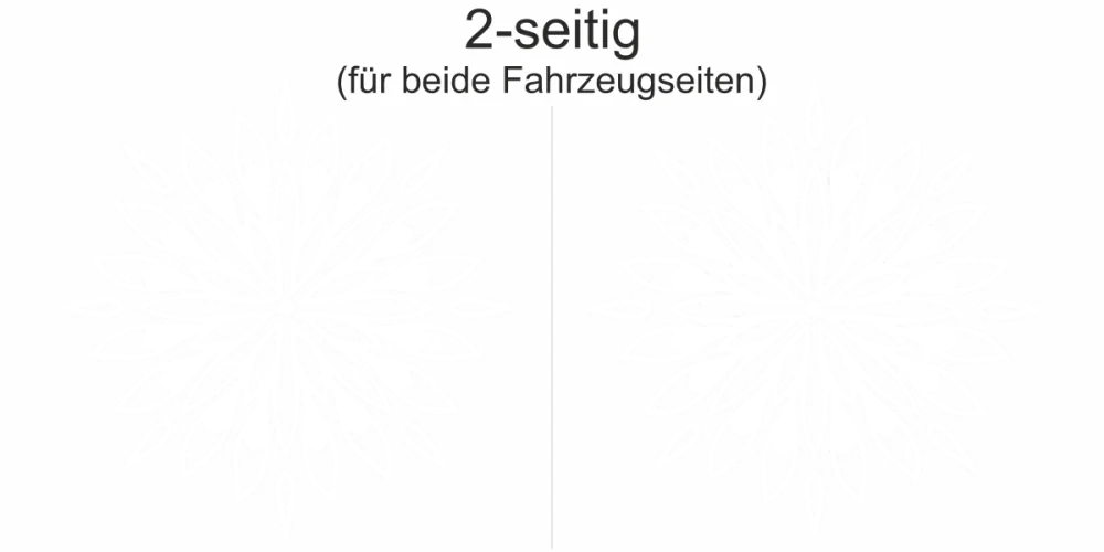 Autotattoo Hindu Mandala - Ansicht zweiseitig für beide Fahrzeugseiten und Farbauswahl