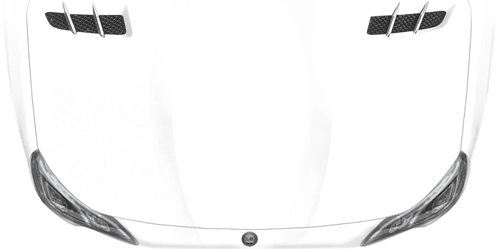 Autotattoo Hindu Mandala auf heller Motorhaube - Ansicht Farbauswahl