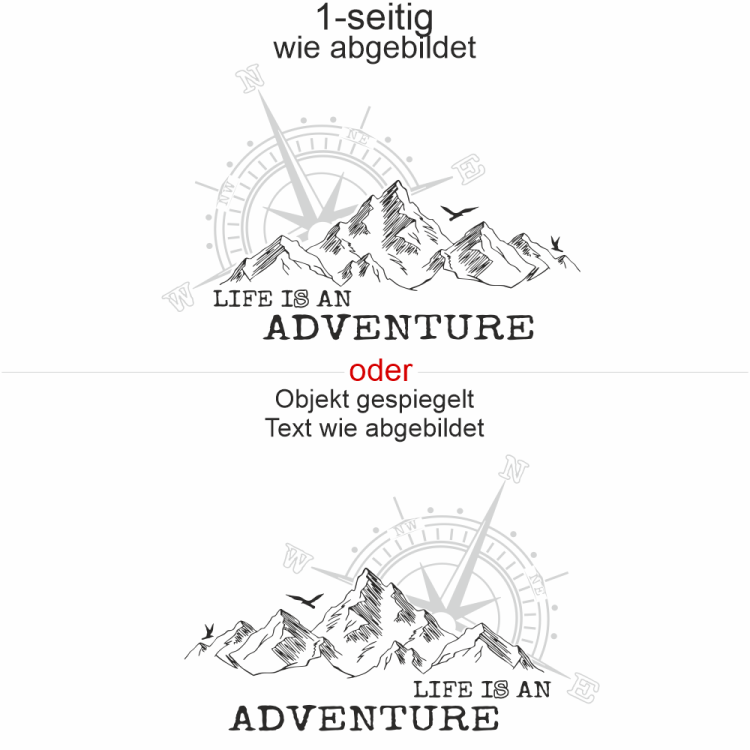 Autoaufkleber Mountains and Compass - Life is an adventure