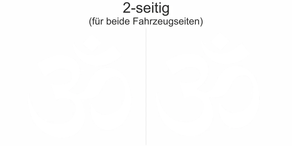 Autotattoo Om - Ansicht beide Fahrzeugseiten und Farbauswahl