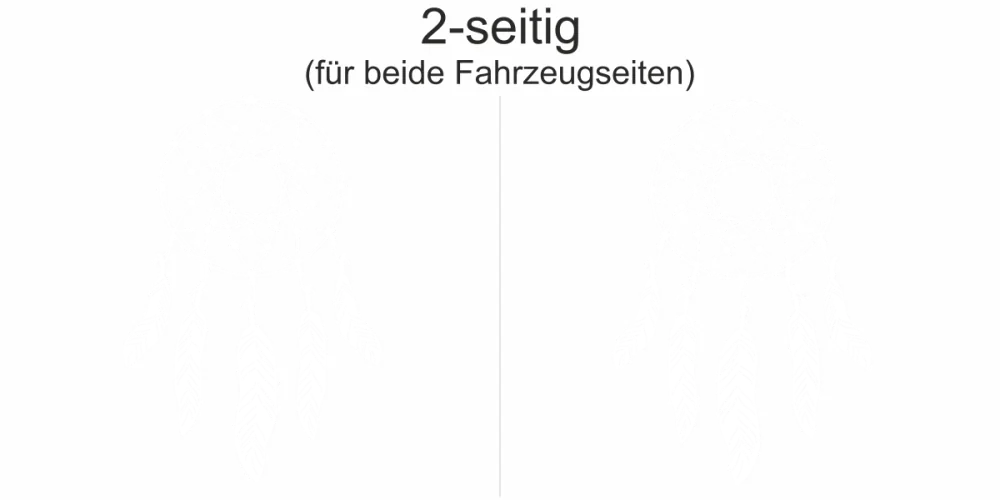 Traumfänger Motiv als Autoaufkleber - Ansicht zweiseitig für beide Fahrzeugseiten und Farbauswahl